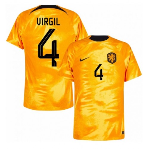 Holandsko Virgil van Dijk #4 Domácí Dres MS 2022 Krátký Rukáv